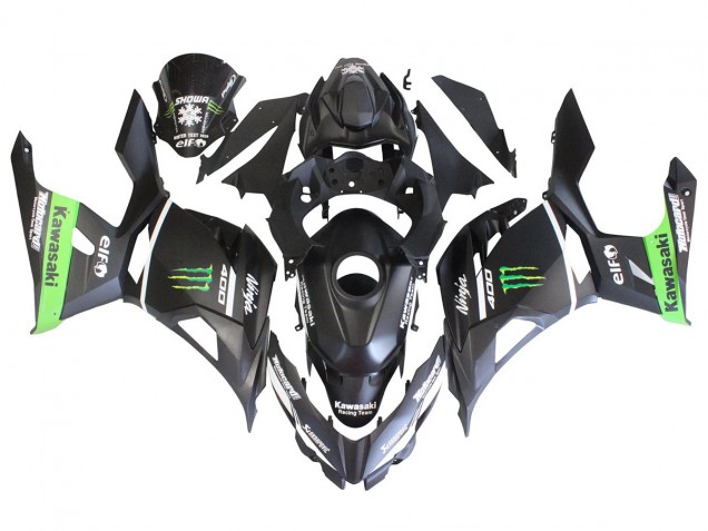 Kawasaki EX400 Motorrad Verkleidung 2018-2024 - Matt Schwarz Grun Monster Showr Schnee