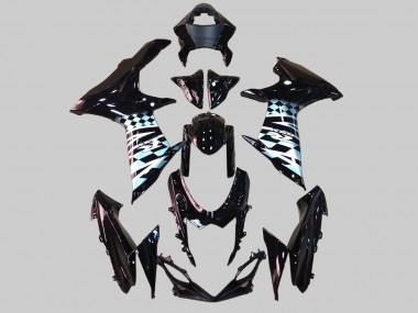 Suzuki GSXR 600/750 Motorrad Verkleidung 2011-2024 - Glanzendes Schwarz Weiss
