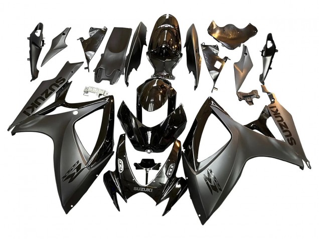 Suzuki GSXR 600/750 Motorrad Verkleidung 2006-2007 - Glanzendes Schwarz Matt Schwarz