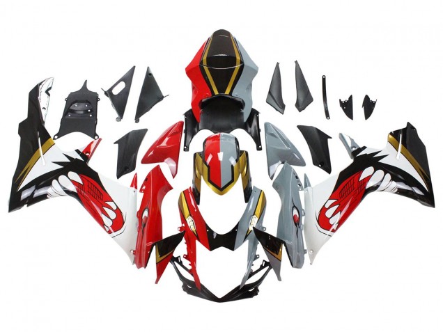 Suzuki GSXR 600/750 Motorrad Verkleidung 2011-2024 - Rot Gold Grau Schwarz Weiss Hai
