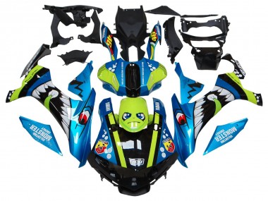 Yamaha YZF R1 Motorrad Verkleidung 2015-2019 - Blau Grun Schwarz Hai