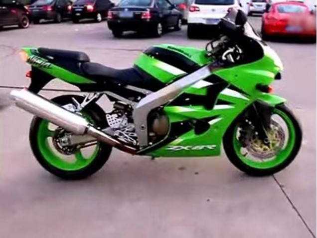 Kawasaki ZX6R Motorrad Verkleidung 2000-2002 - Grun Weiss Schwarz